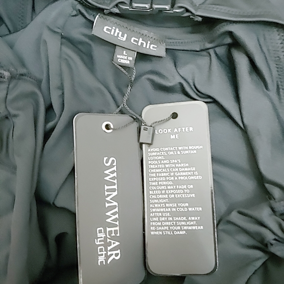 NWT L/20 Black/Orange/Pink/White Embroidered Floral City Chic One Piece - Picture 6 of 7